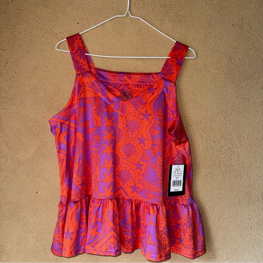 Cuddl Duds Vibrant Red and Purple Blouse